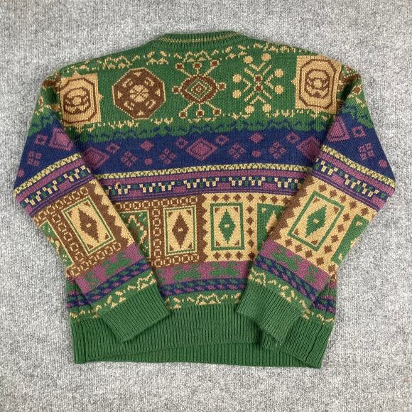 ROMWE Sweater Womens Small Green Multicolor Aztec Print Knit Crewneck - Picture 6 of 8